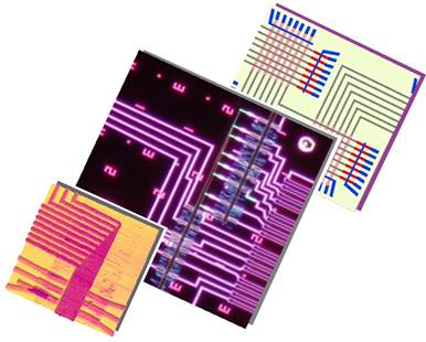 Among the strengths of the MITRE Nanosystems Group is the design and prototyping of integrated nanoelectronic system architectures. Shown here is a nanoprocessor that was developed in collaboration with Harvard University.